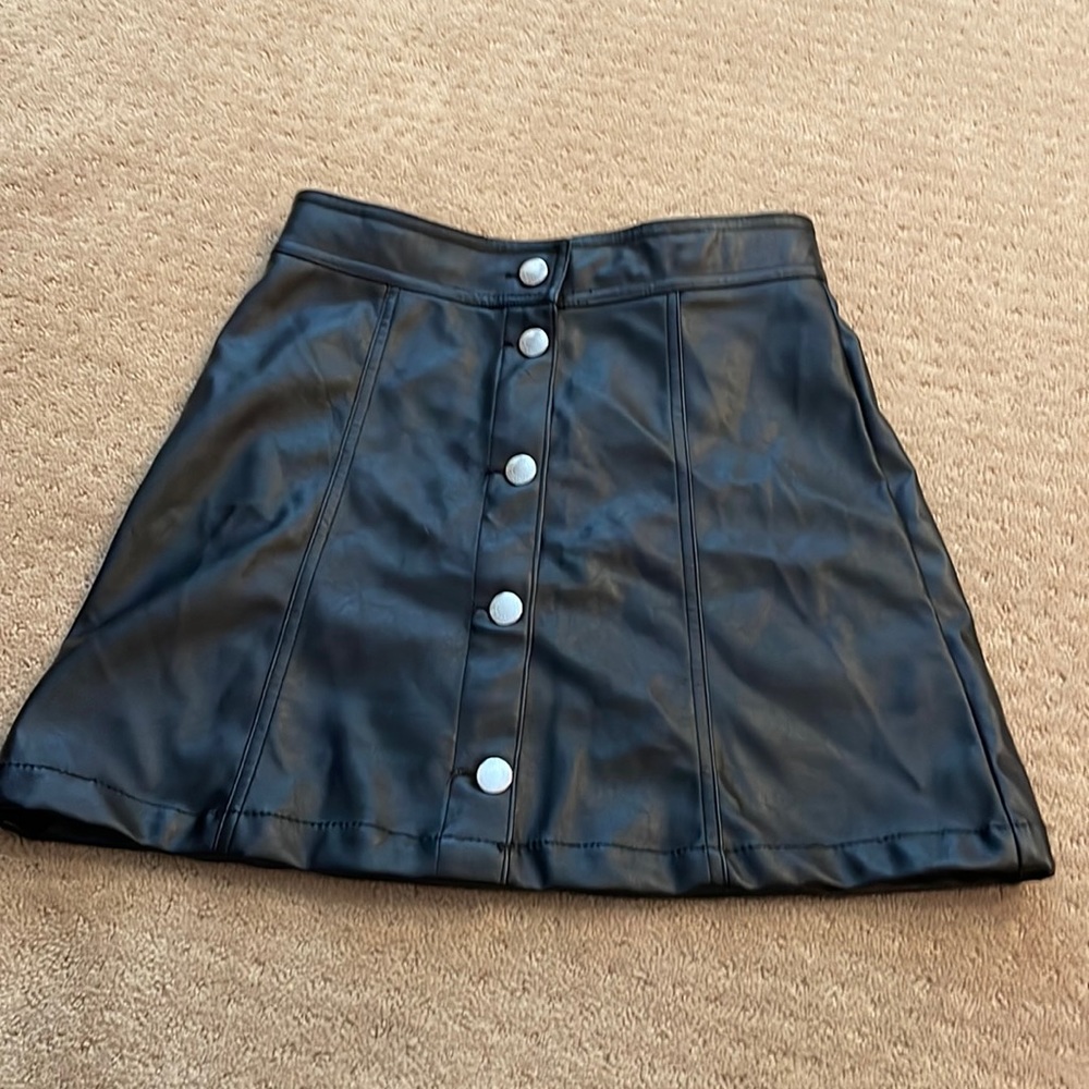 Girls black leather skirt